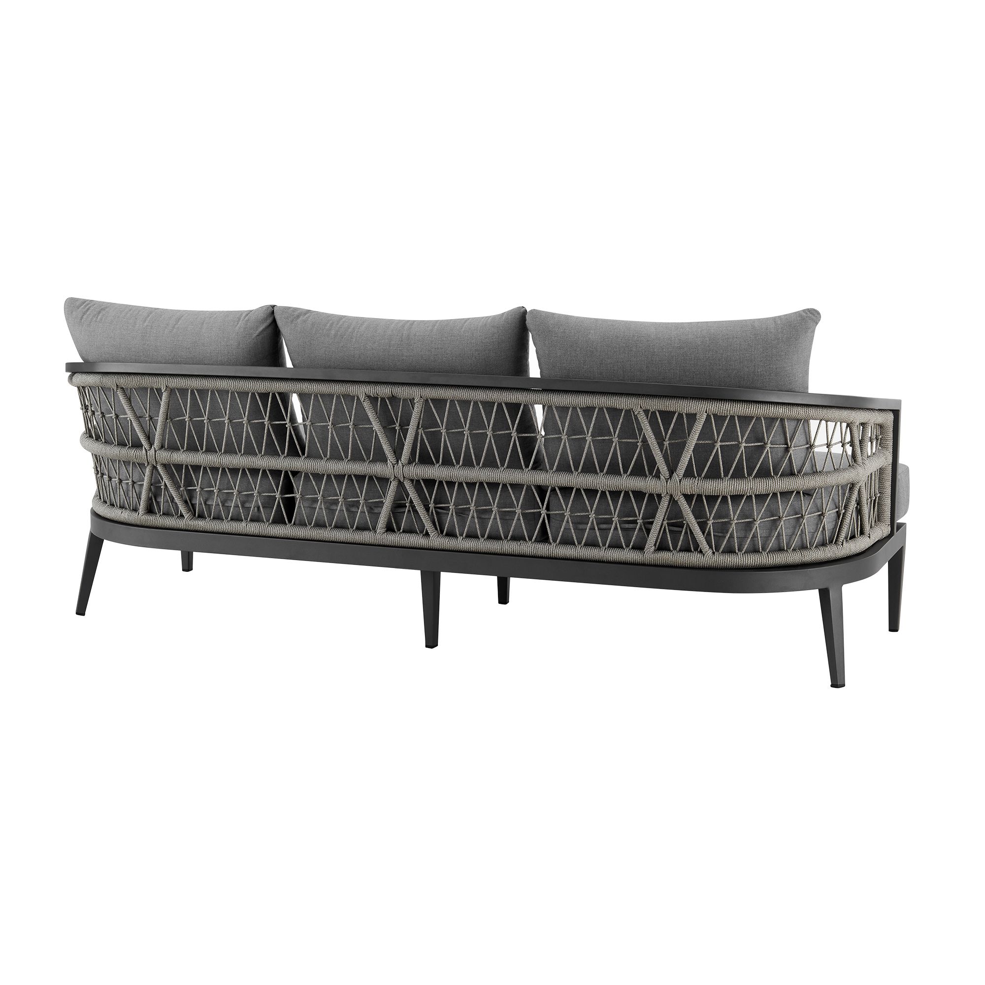Image 4 Zella Outdoor Sofa in Aluminum with Light Gray Rope and Earl Gray Cushions more views