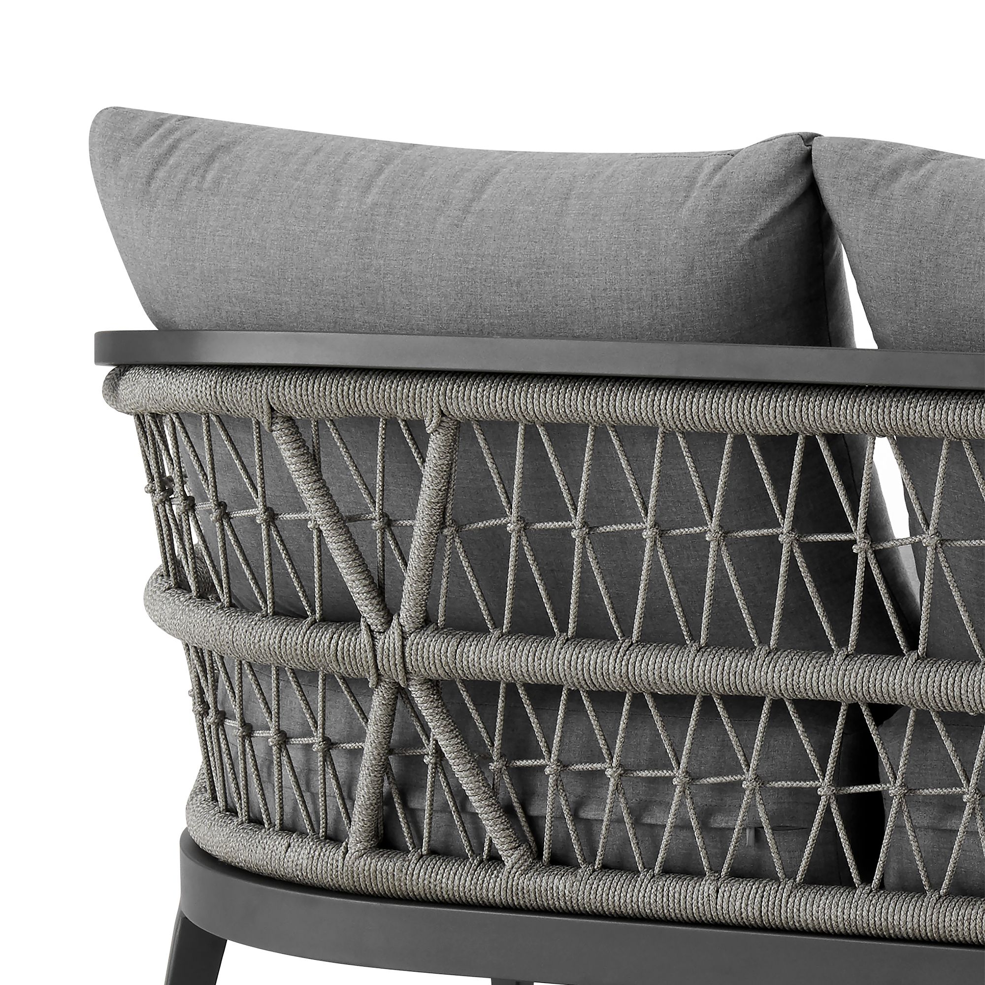 Image 7 Zella Outdoor Sofa in Aluminum with Light Gray Rope and Earl Gray Cushions more views