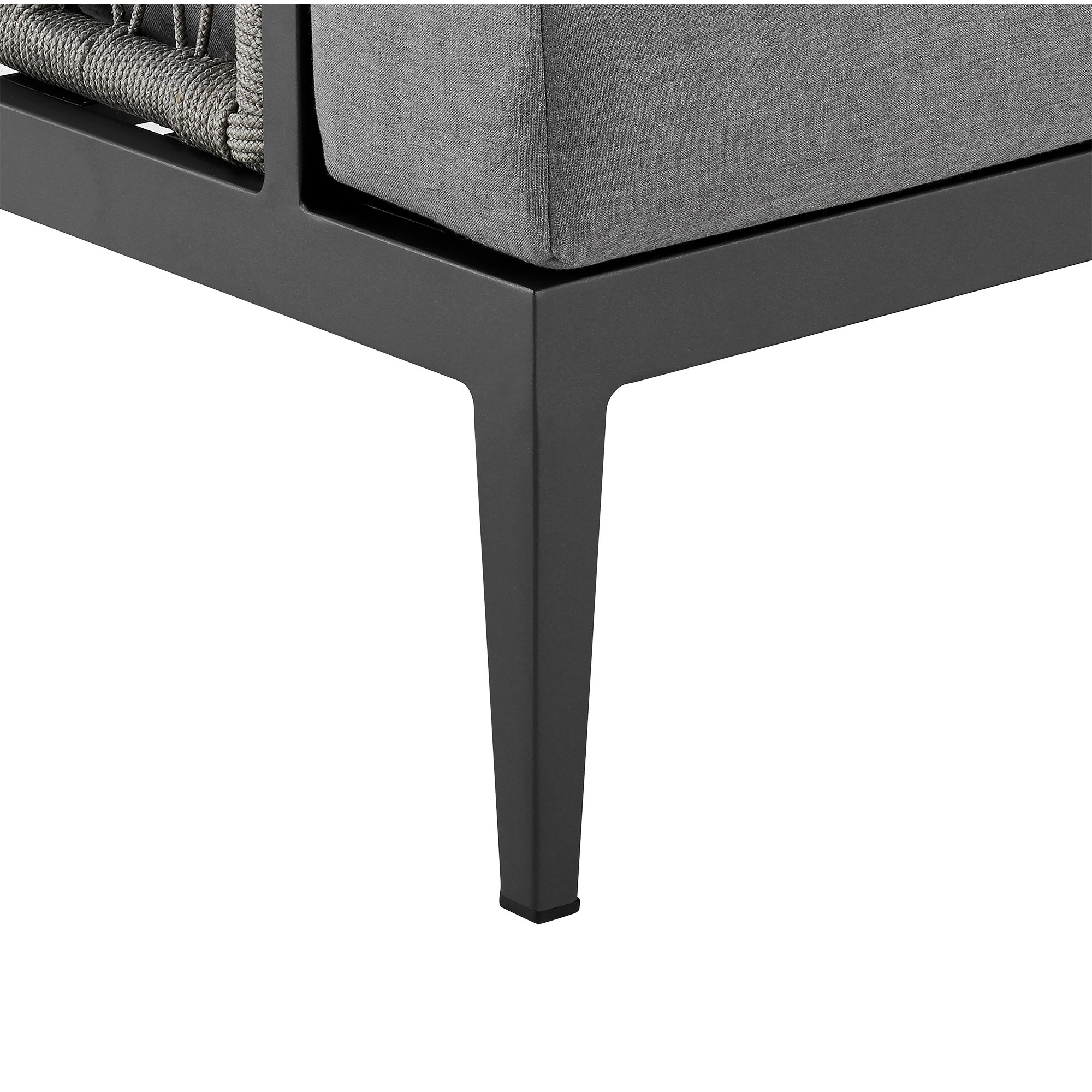 Zella Outdoor Sofa in Aluminum with Light Gray Rope and Earl Gray Cushions