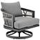 Zella Outdoor Swivel Armchair in Aluminum with Rope and Earl Gray Cushions