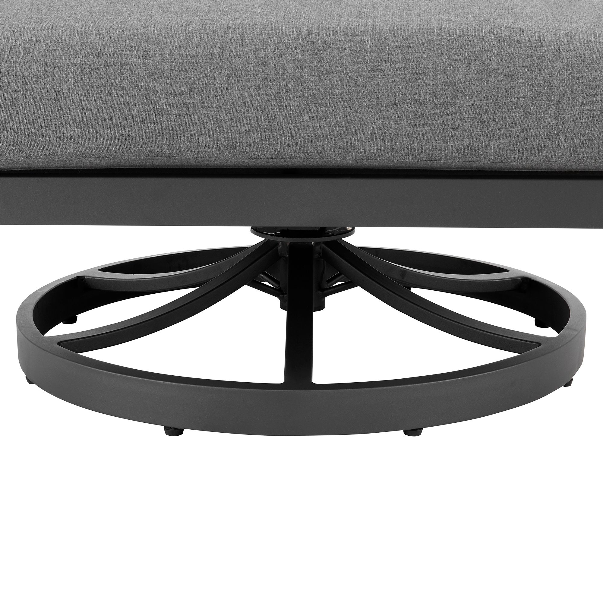 Zella Outdoor Swivel Armchair in Aluminum with Rope and Earl Gray Cushions