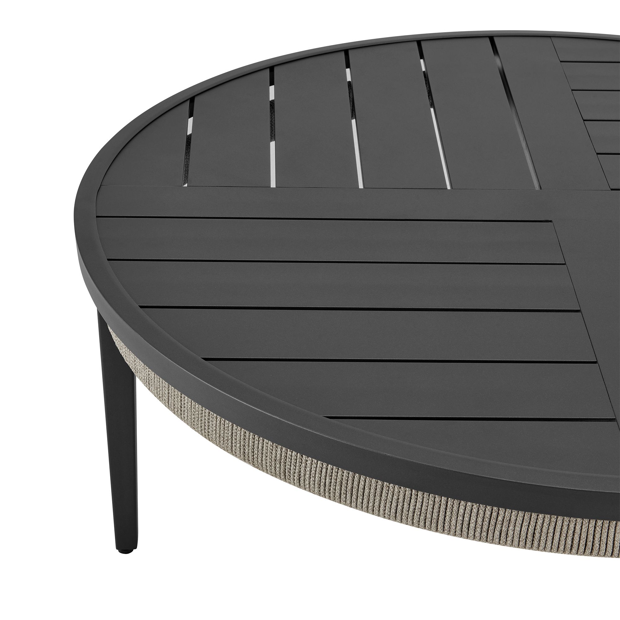 Image 5 Zella Round Coffee Table in Aluminum, Charcoal Finish and Light Gray Rope more views