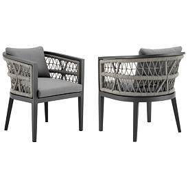 Image1 of Zella Set of 2 Outdoor Dining Chair in Aluminum, Rope, Earl Gray Cushions