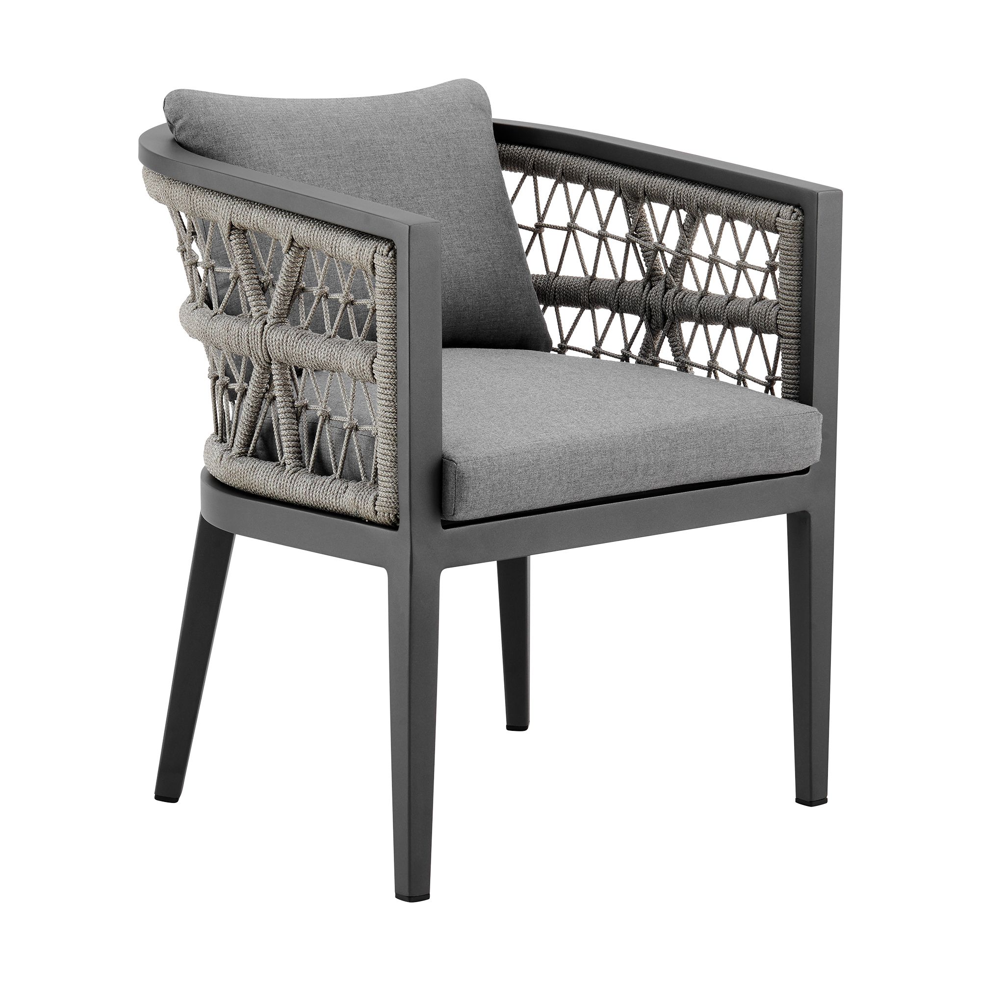 Image 3 Zella Set of 2 Outdoor Dining Chair in Aluminum, Rope, Earl Gray Cushions more views