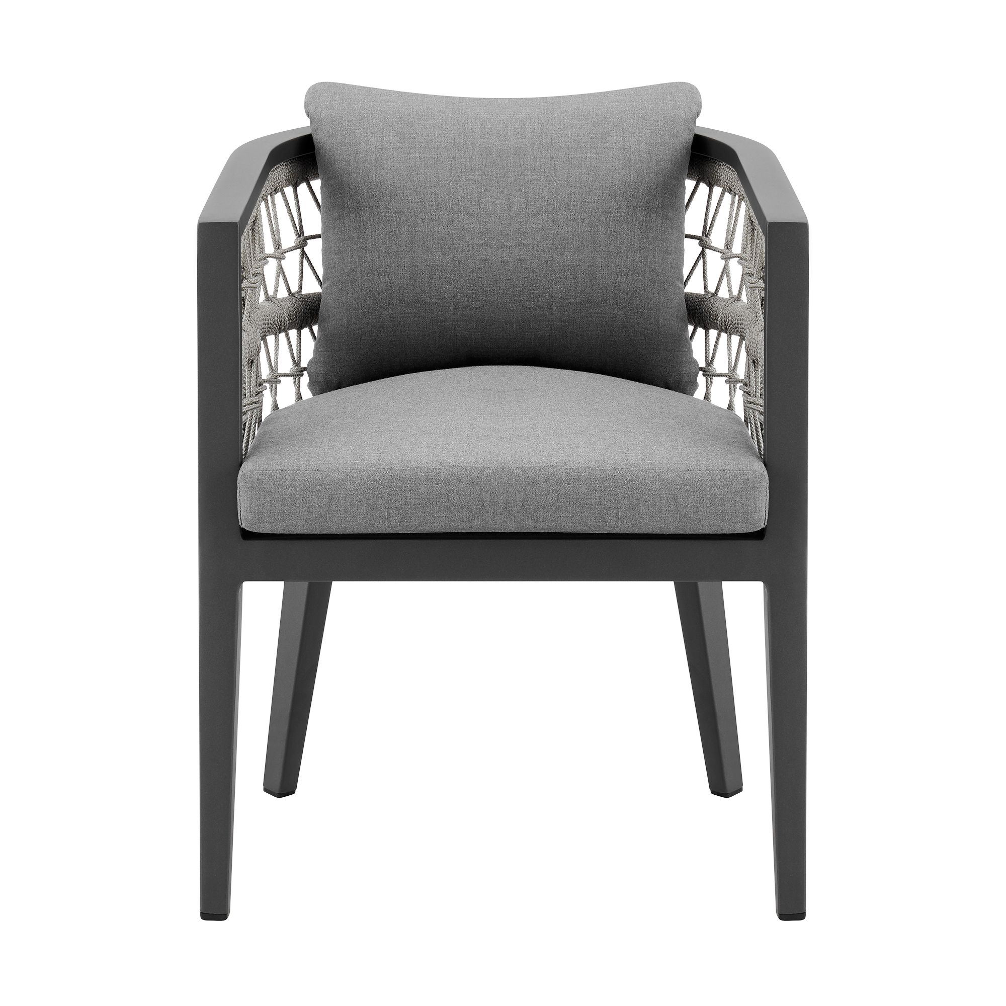 Image 4 Zella Set of 2 Outdoor Dining Chair in Aluminum, Rope, Earl Gray Cushions more views