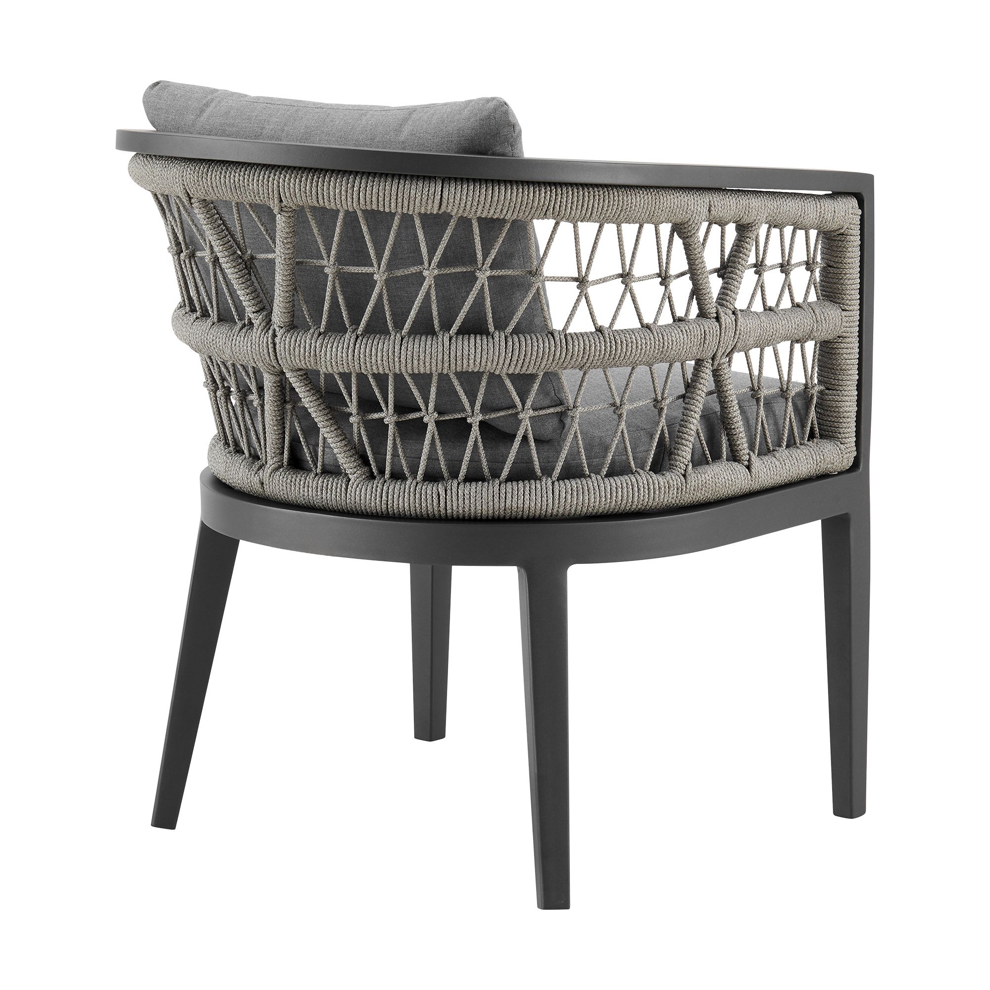 Image 5 Zella Set of 2 Outdoor Dining Chair in Aluminum, Rope, Earl Gray Cushions more views