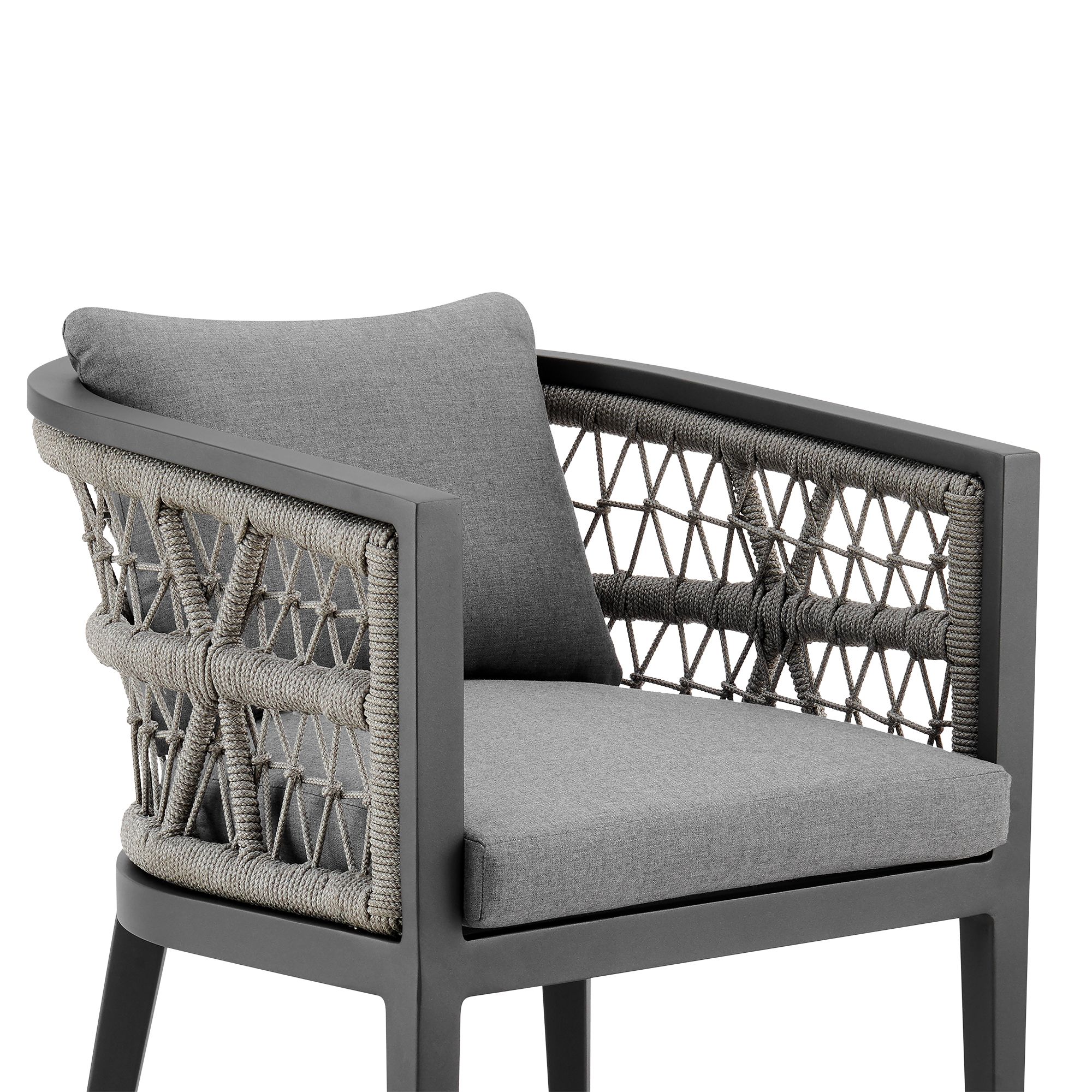 Image 6 Zella Set of 2 Outdoor Dining Chair in Aluminum, Rope, Earl Gray Cushions more views