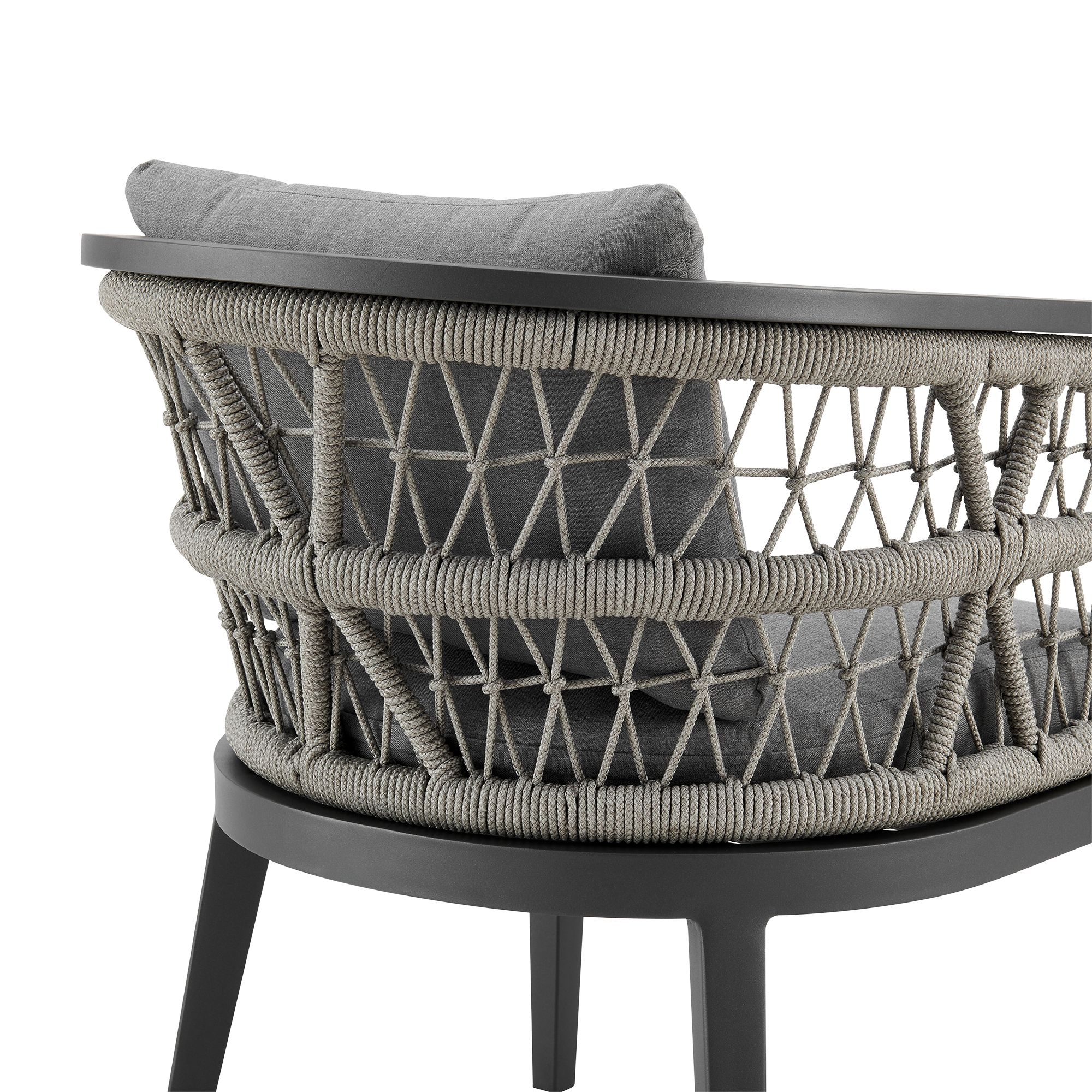 Image 7 Zella Set of 2 Outdoor Dining Chair in Aluminum, Rope, Earl Gray Cushions more views