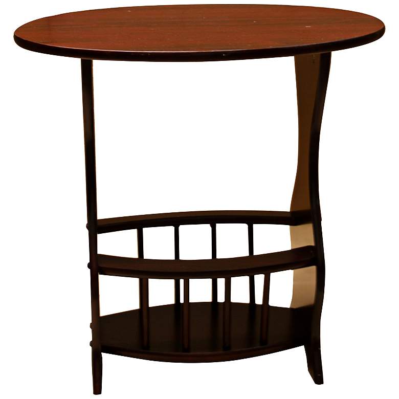 Image 1 Zelle 23 inch Wide Cherry Accent Table with Magazine Rack