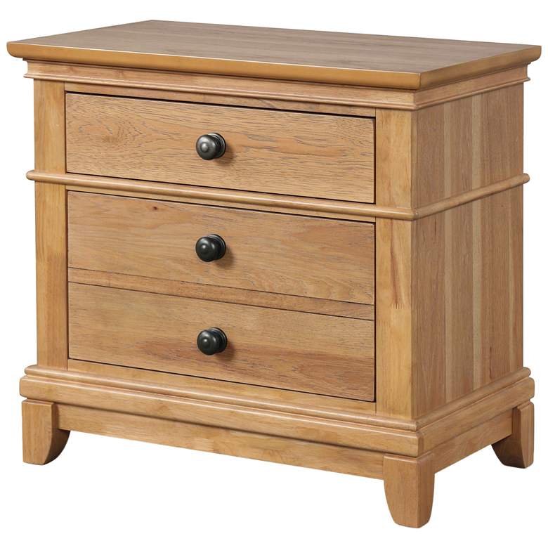 Image 1 Zeller Natural Oak 2-Drawer Nightstand With Cedar Bottom Drawer