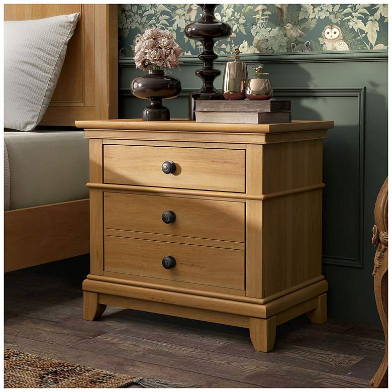 Image 2 Zeller Natural Oak 2-Drawer Nightstand With Cedar Bottom Drawer more views