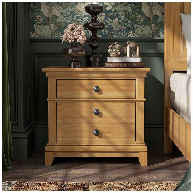 Image 3 Zeller Natural Oak 2-Drawer Nightstand With Cedar Bottom Drawer more views