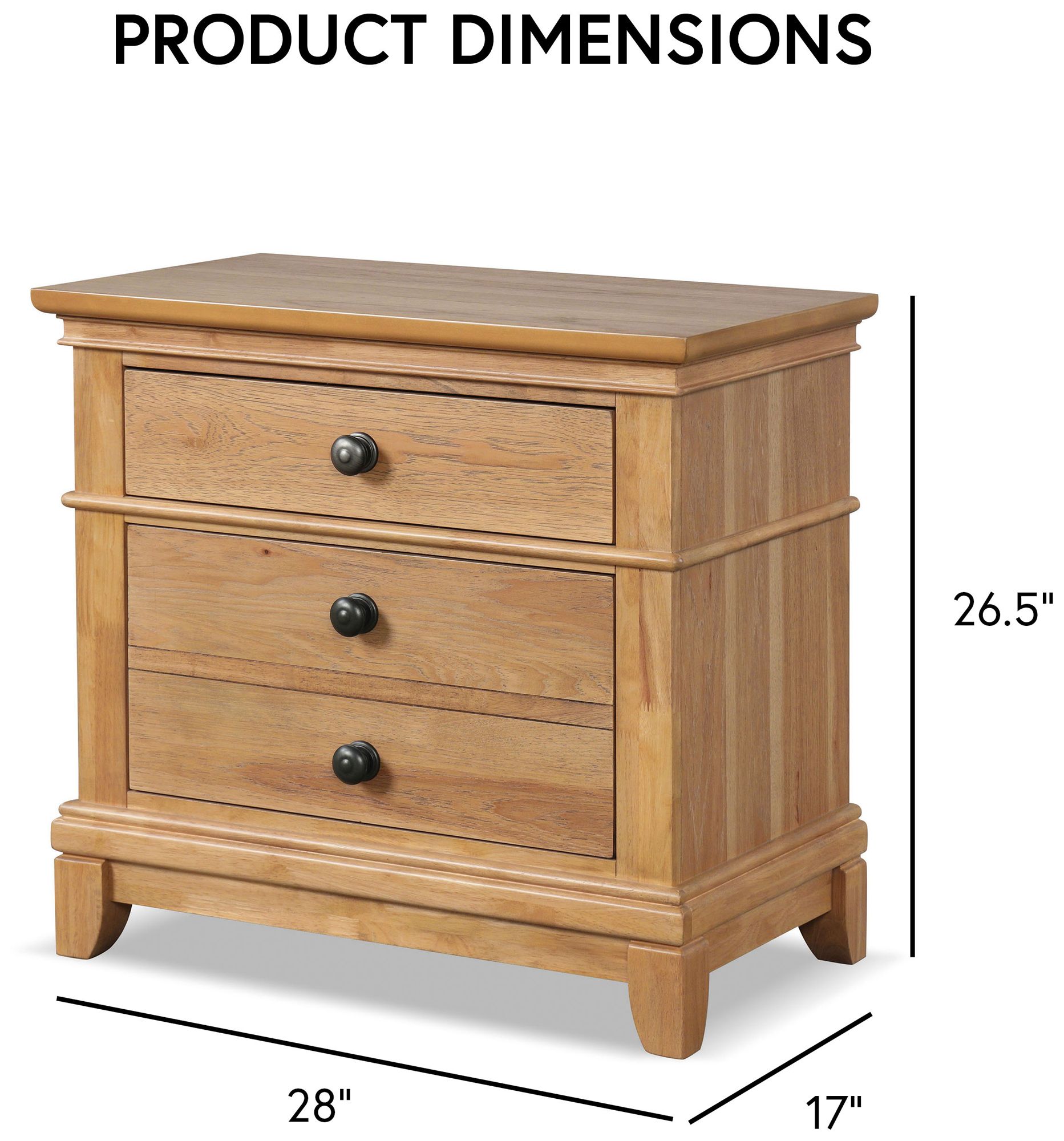 Zeller Natural Oak 2-Drawer Nightstand With Cedar Bottom Drawer