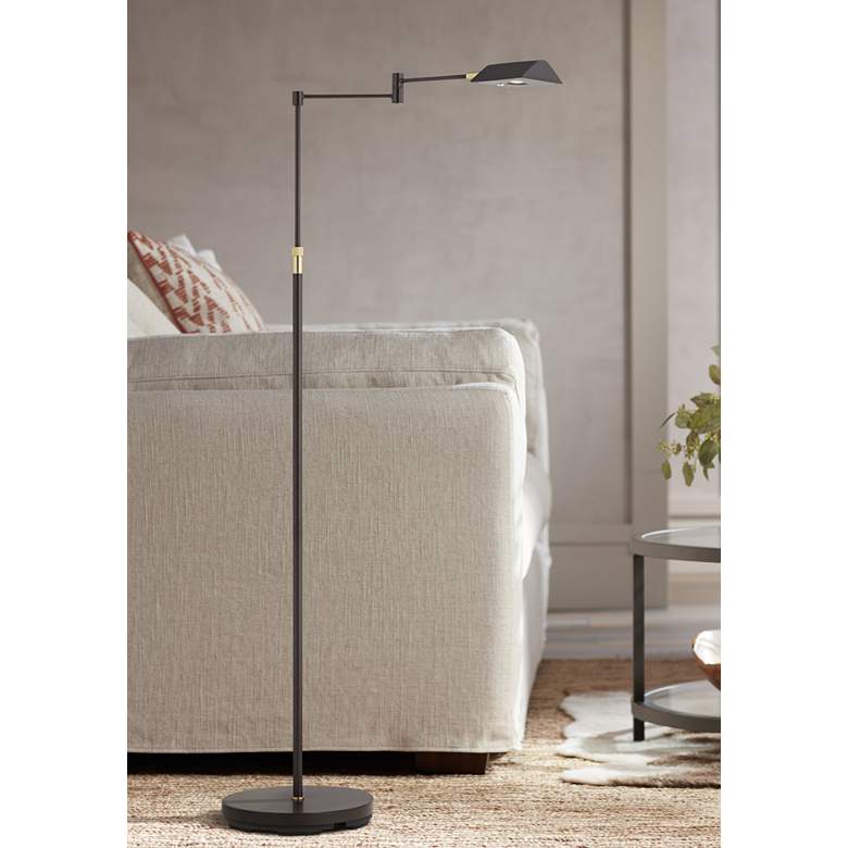 Image 1 Zema Bronze Adjustable Pharmacy Swing Arm Modern LED Floor Lamp