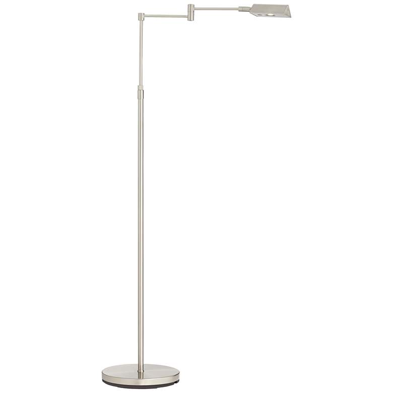 Zema Brushed Nickel Swing Arm LED Light Modern Pharmacy Floor Lamp