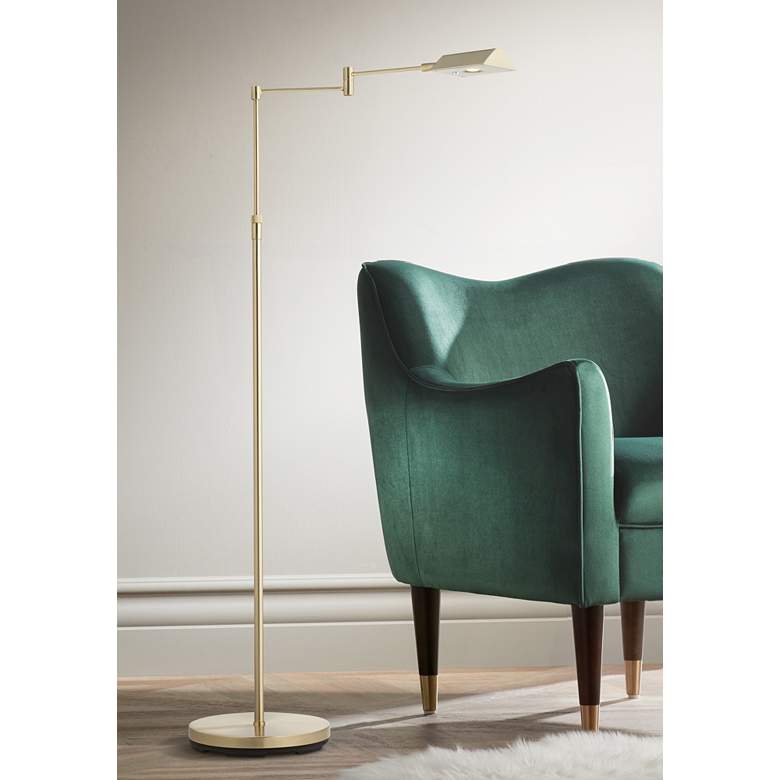 Image 1 Zema Polished Brass Pharmacy Swing Arm LED Floor Lamp