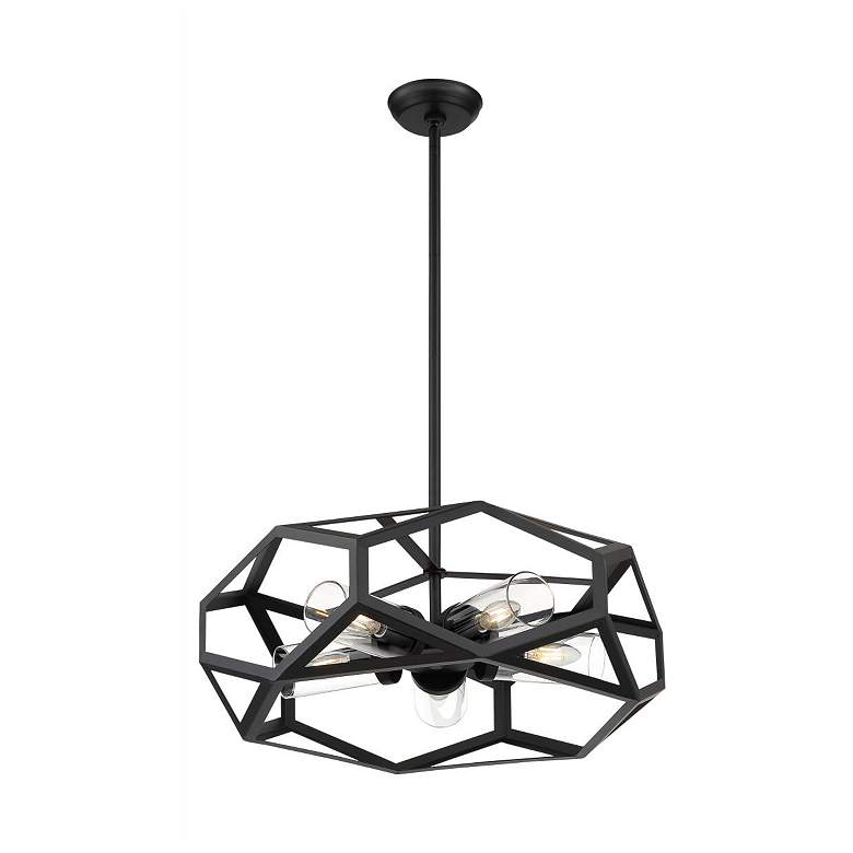 Image 1 Zemi; 5 Light; Chandelier Fixture; Black Finish with Clear Glass