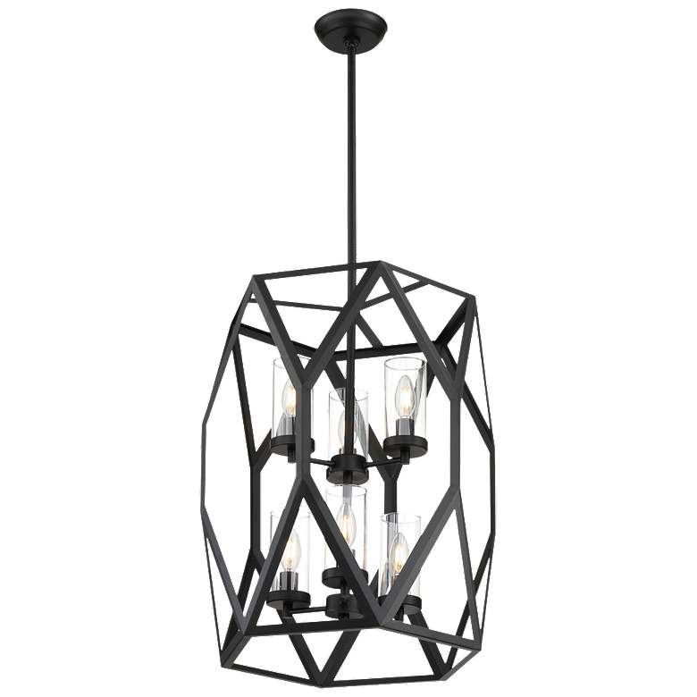 Image 1 Zemi; 6 Light; Foyer Pendant Fixture; Black Finish with Clear Glass