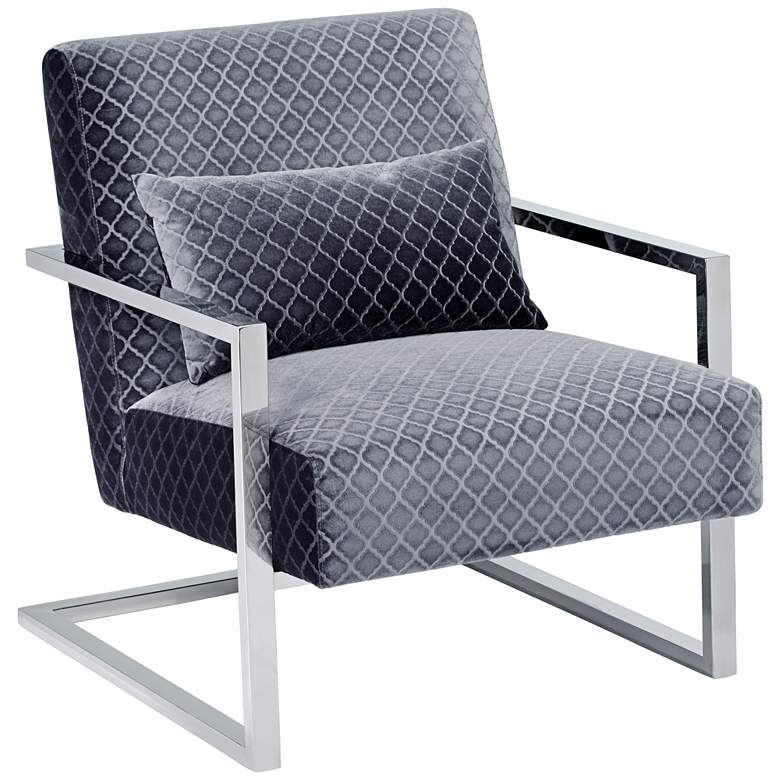Image 1 Zemo Diamond Gray Velvet Cantilever Accent Chair