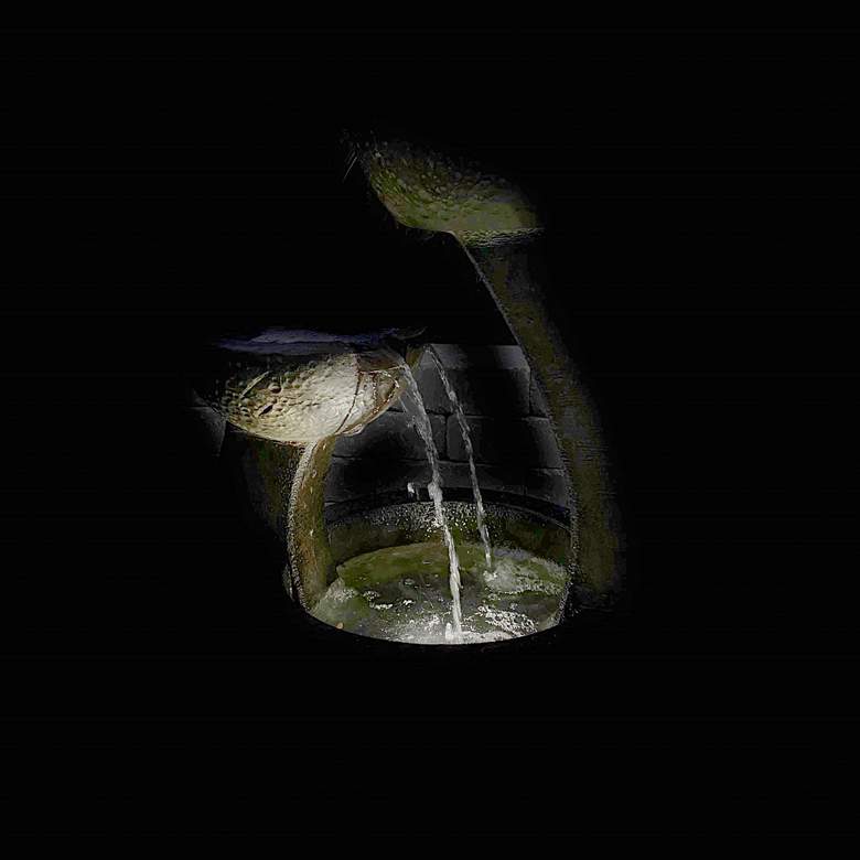 Image 3 Zen 33" High Relic Lava Two-Bowl LED Outdoor Floor Fountain more views