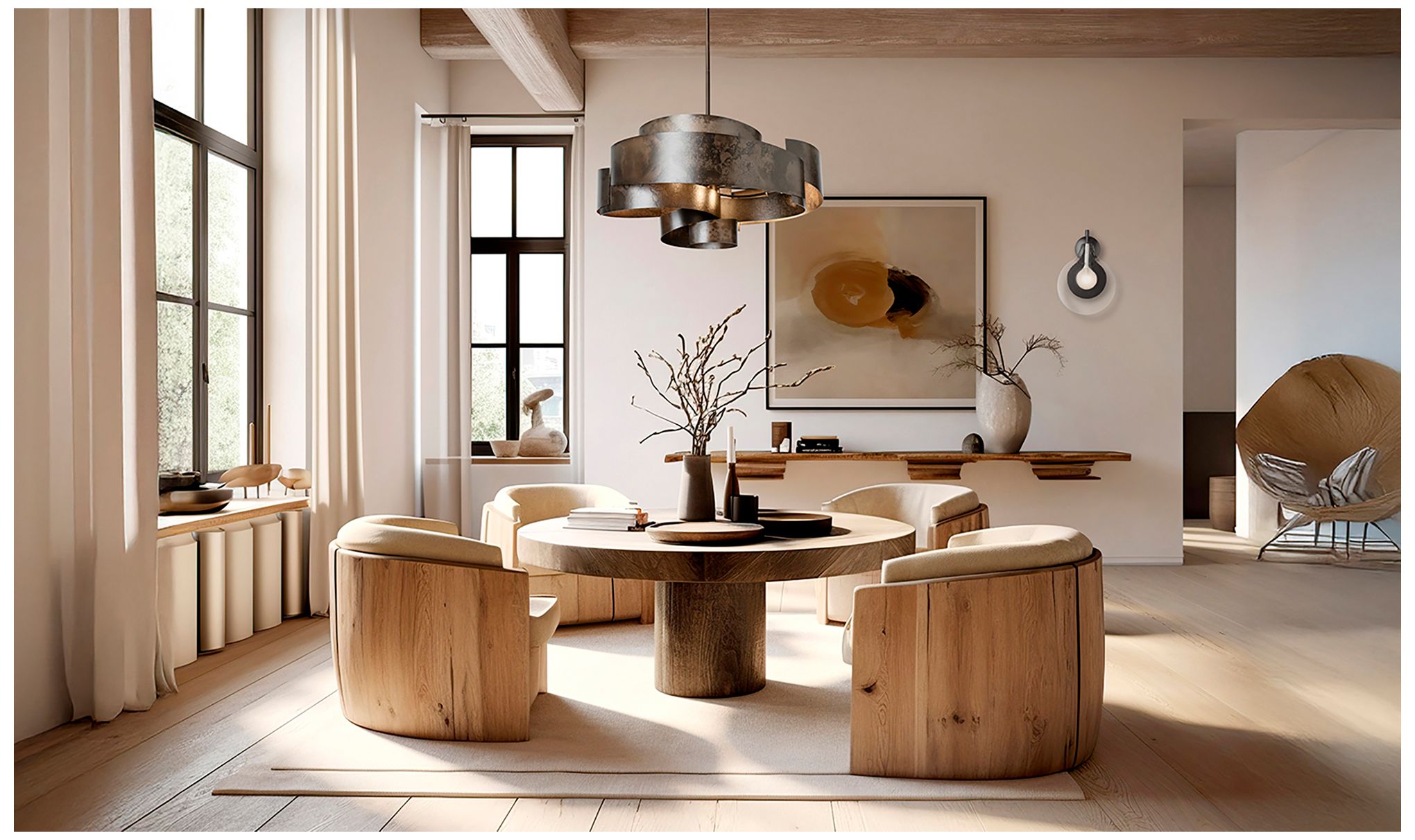 Image 4 Zen 34.1" Wide 6-Light Dark Smoke Pendant more views