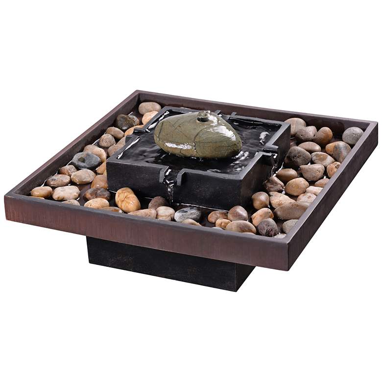 Image 1 Zen 8 1/2"H Two Toned Bronze Indoor/Outdoor Table Fountain