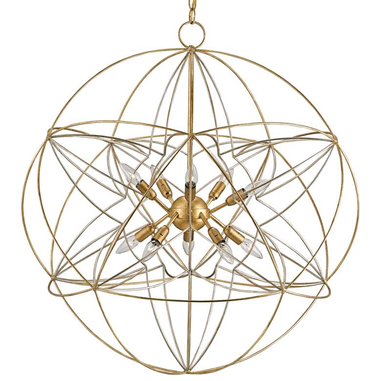 Image 3 Zenda 34 inch Wide 10-Light Gold and Silver Leaf Orb Chandelier