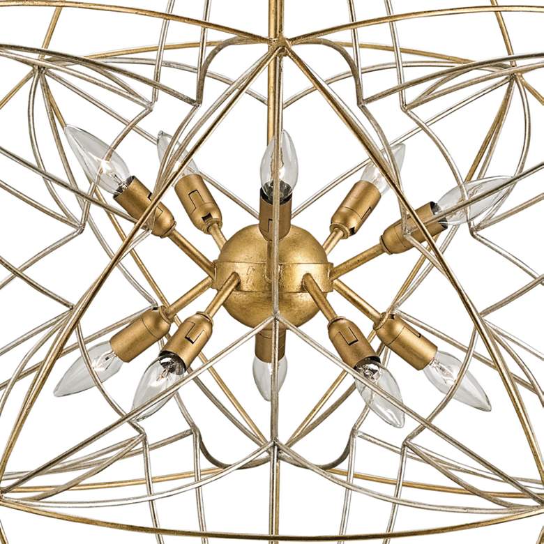 Image 4 Zenda 34 inch Wide 10-Light Gold and Silver Leaf Orb Chandelier more views
