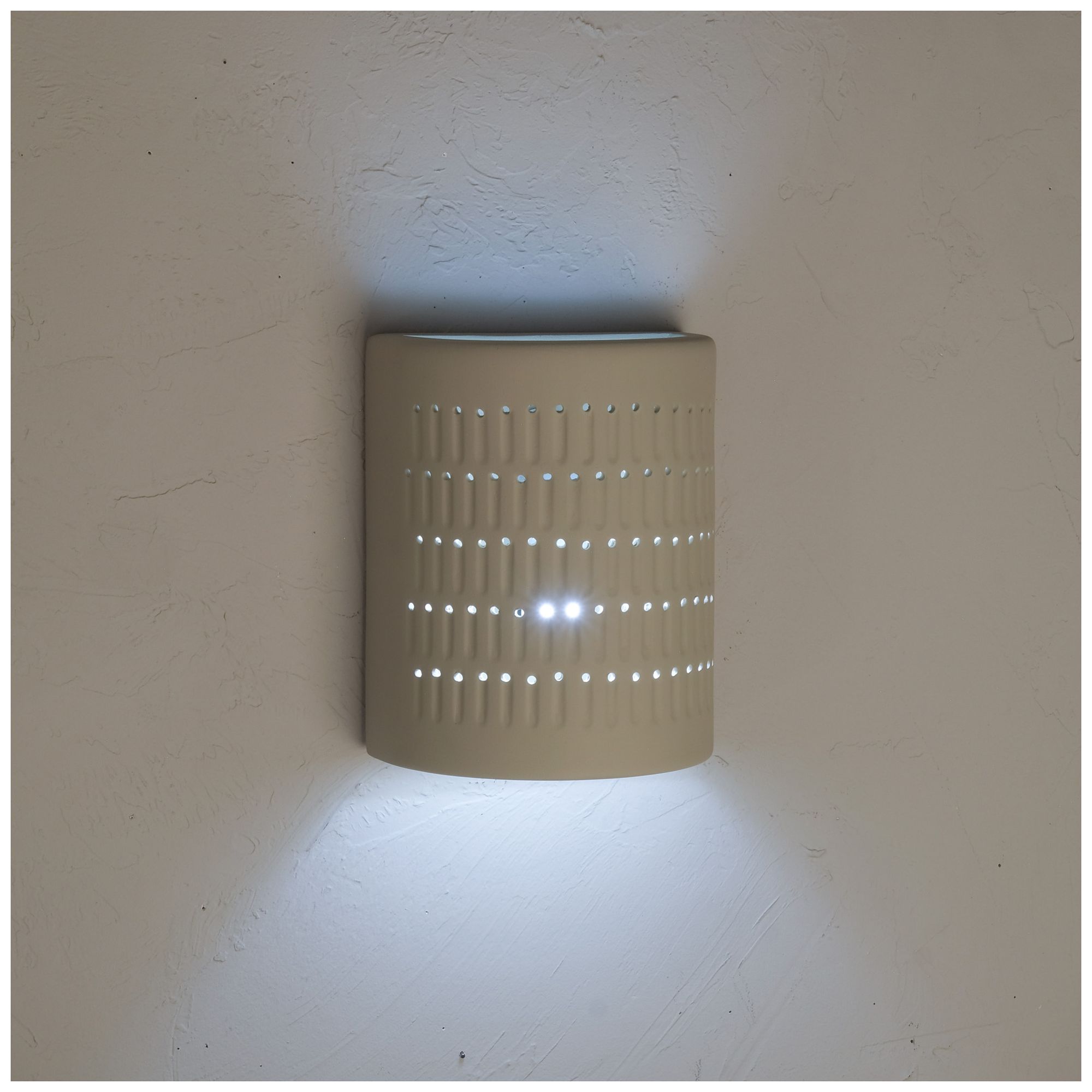 Image 2 zenia-10-inch-high-ceramic-beige-led-outdoor-wall-light-set-of-2 more views