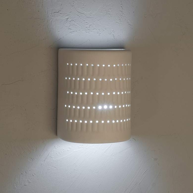 Image 1 Zenia-10-inch-high-ceramic-paintable-white-grooves-holes-up/down-LED
