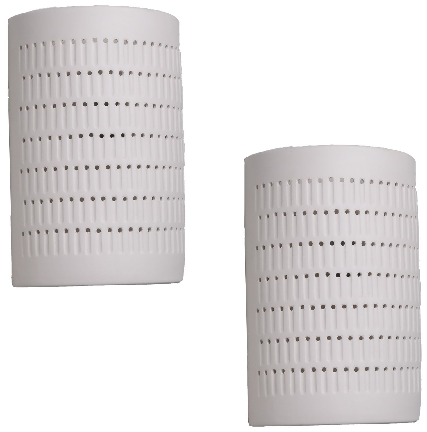 Zenia-15-high-ceramic-paintable-white-grooves-holes-up/down-LED-set-of-2