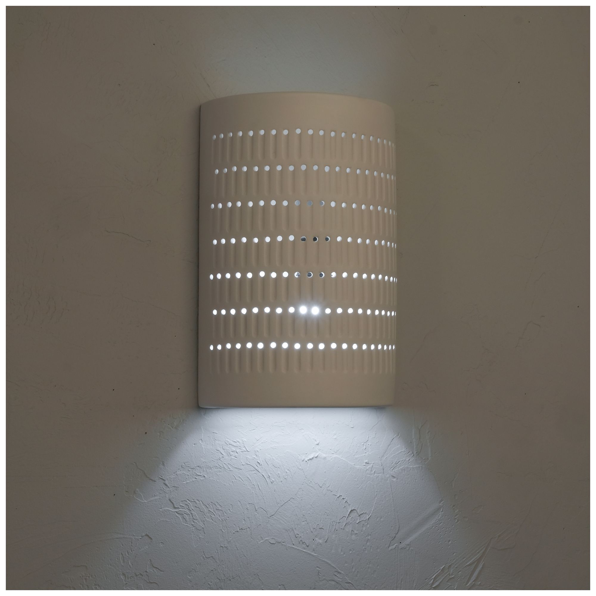 Image 2 Zenia-15-high-ceramic-paintable-white-grooves-holes-up/down-LED-set-of-2 more views