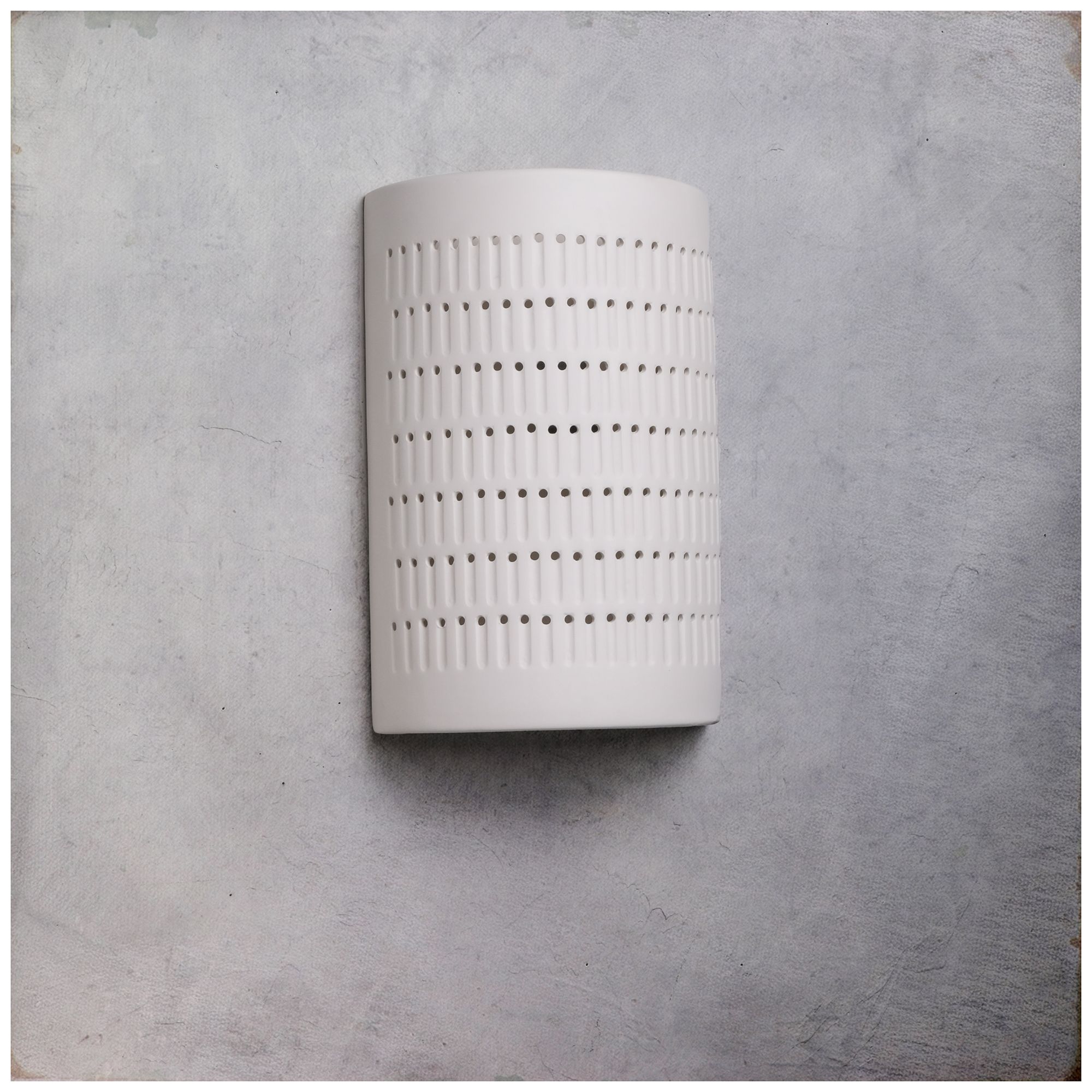 Image 3 Zenia-15-high-ceramic-paintable-white-grooves-holes-up/down-LED-set-of-2 more views