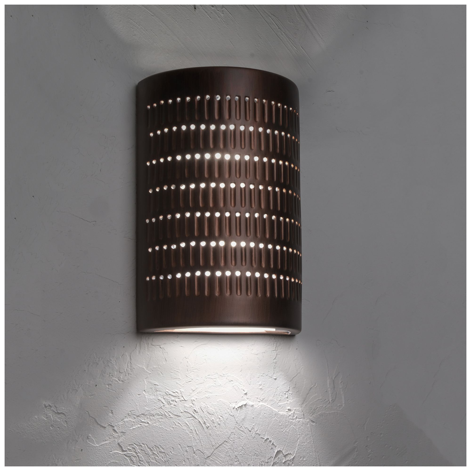 Image 2 Zenia-15-inch-high-ceramic-paintable-white-grooves-holes-up/down-LED more views