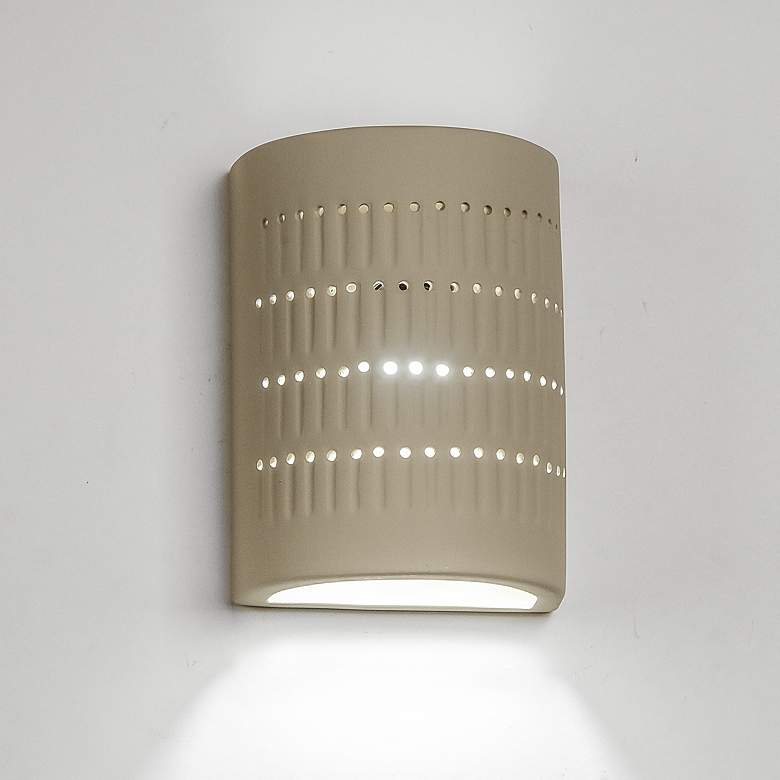 Image 1 Zenia-8.5-inch-high-ceramic-beige-up/down-LED-outdoor-wall-light