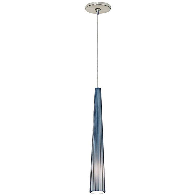 Image 1 Zenith 3"W Blue Glass and Satin Nickel Freejack Mini Pendant