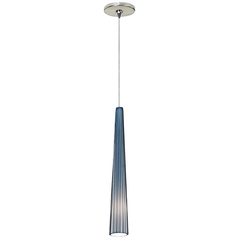 Image 1 Zenith 3 inchW Blue Glass and Satin Nickel Freejack Mini Pendant