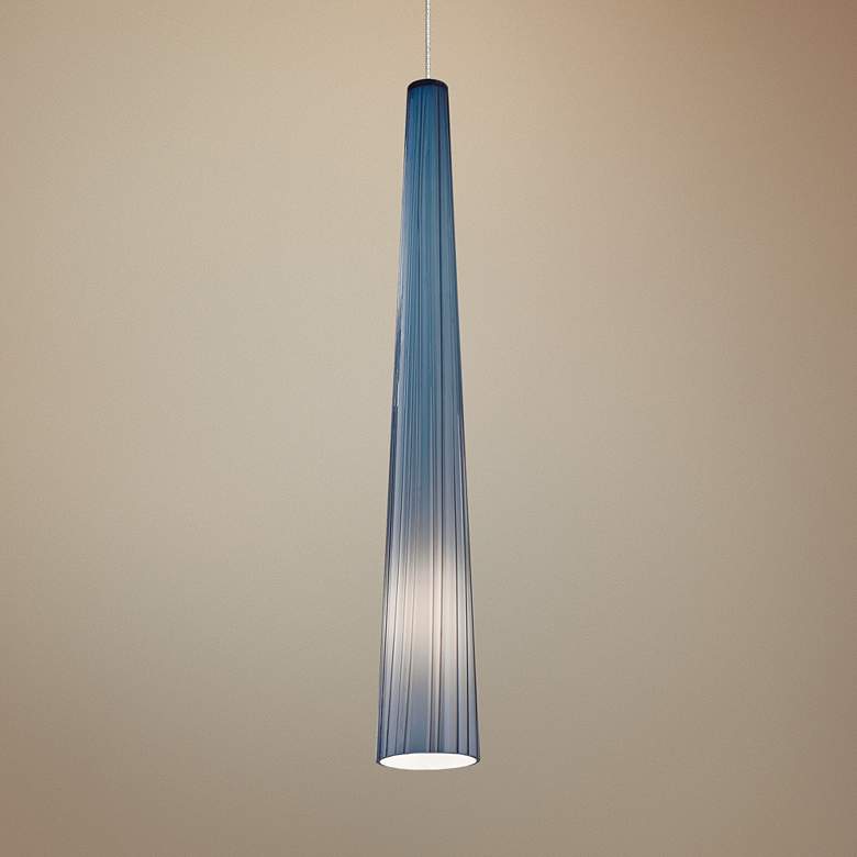Image 1 Zenith 4" Wide Steel Blue LED Mini Pendant