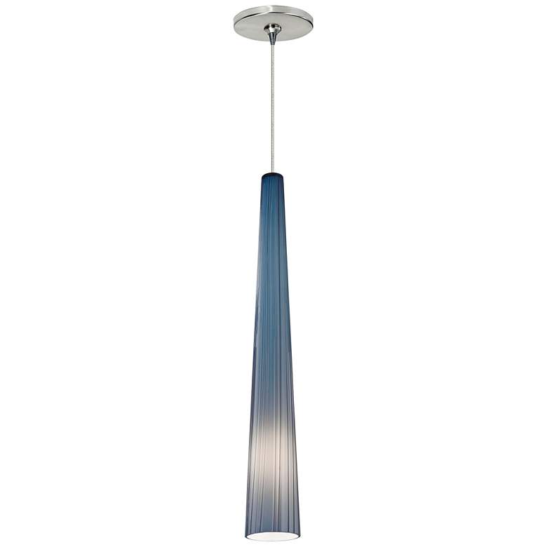 Image 1 Zenith 4 inchW Blue and Satin Nickel LED Freejack Mini Pendant