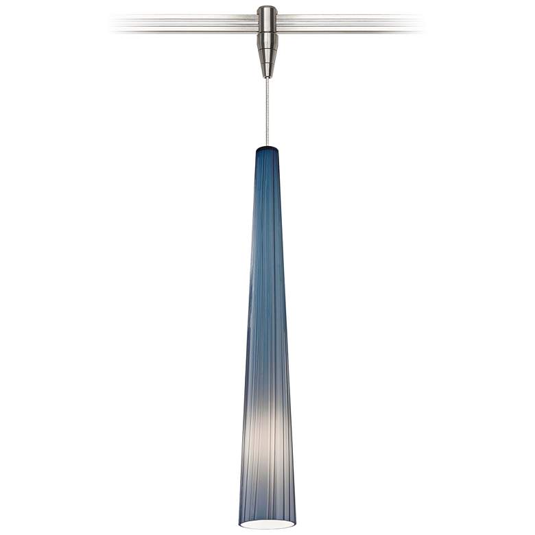 Image 1 Zenith 4"W Blue and Satin Nickel LED Monorail Mini Pendant