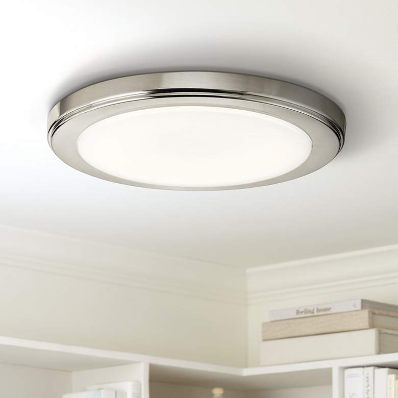 Zeo 10&quot; Wide Round Brushed Nickel 4000K LED Ceiling Light