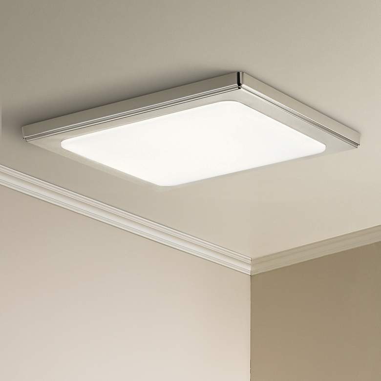 Image 1 Zeo 13" Wide Square Brushed Nickel 4000K LED Ceiling Light