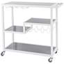 Thumbnail2 of Zephs White Metal and Smoky Gray Glass Rolling Bar Cart