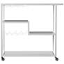 Zephs White Metal and Smoky Gray Glass Rolling Bar Cart