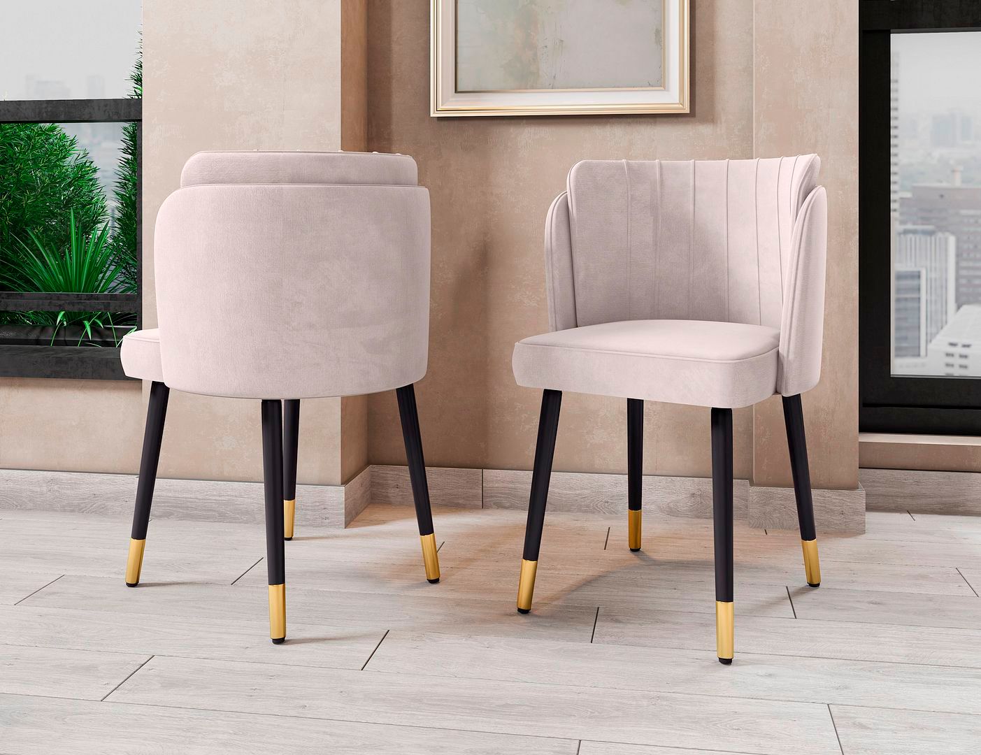 Image 2 Zephyr Velvet Dining Chair in Cream more views