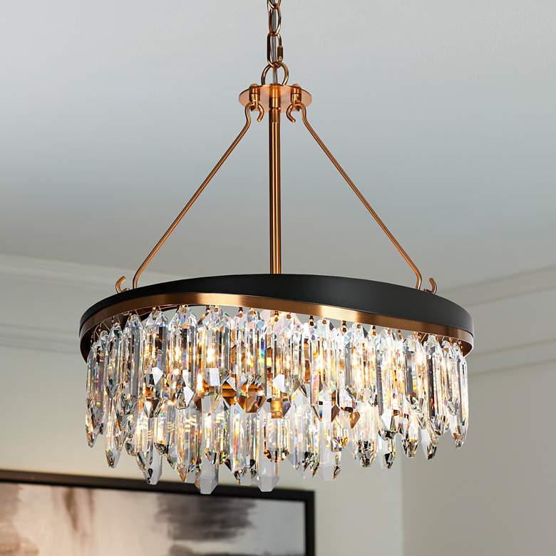 Image 1 Zephyrine 16" Wide Brass and Crystal 4-Light Chandelier