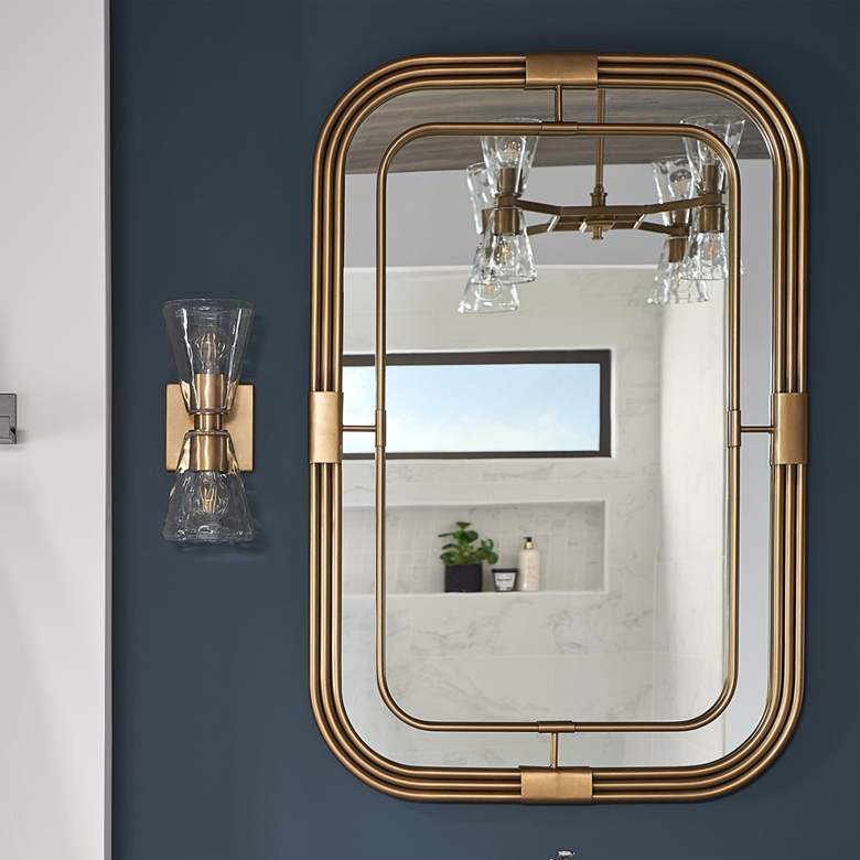 Image 1 Zerbot Aged Brass 28 1/4" x 42 1/4" Rectangular Wall Mirror