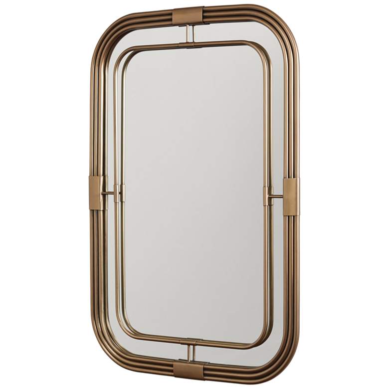 Image 5 Zerbot Aged Brass 28 1/4 inch x 42 1/4 inch Rectangular Wall Mirror more views