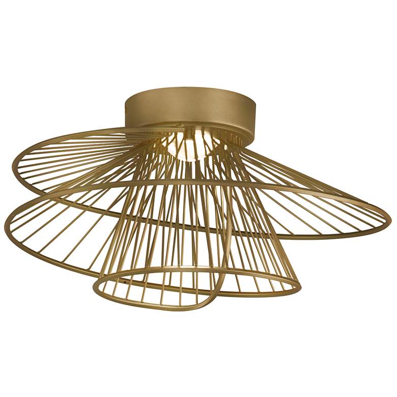 Image 1 Zeta 1-Light 20" Wide Natural Aged Brass Flush Mount