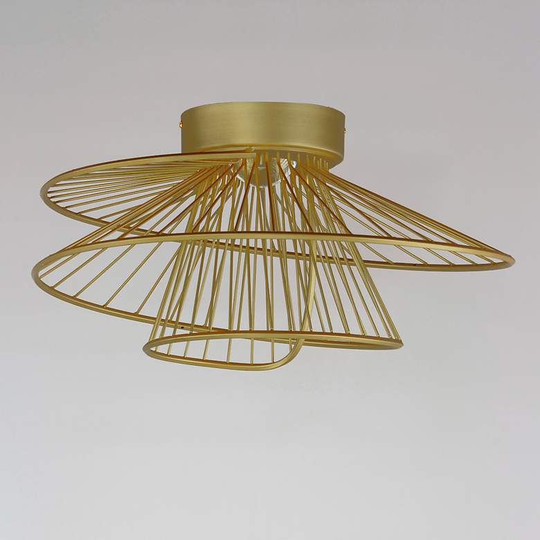 Image 2 Zeta 1-Light 20" Wide Natural Aged Brass Flush Mount more views